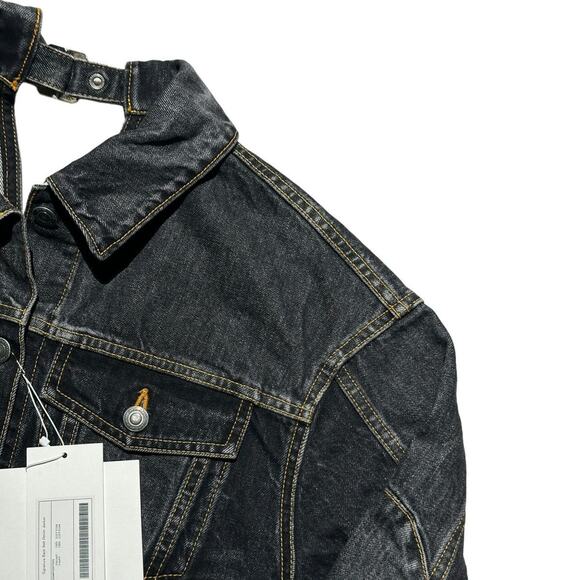 Signal Noise Backstrap cut out cropped denim jacket - Picture 2 of 5